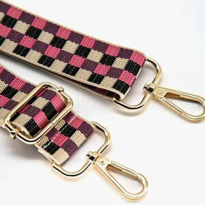 Fashion Checkered Black/Purple/Pink Adjustable Straps Replacement for Bags